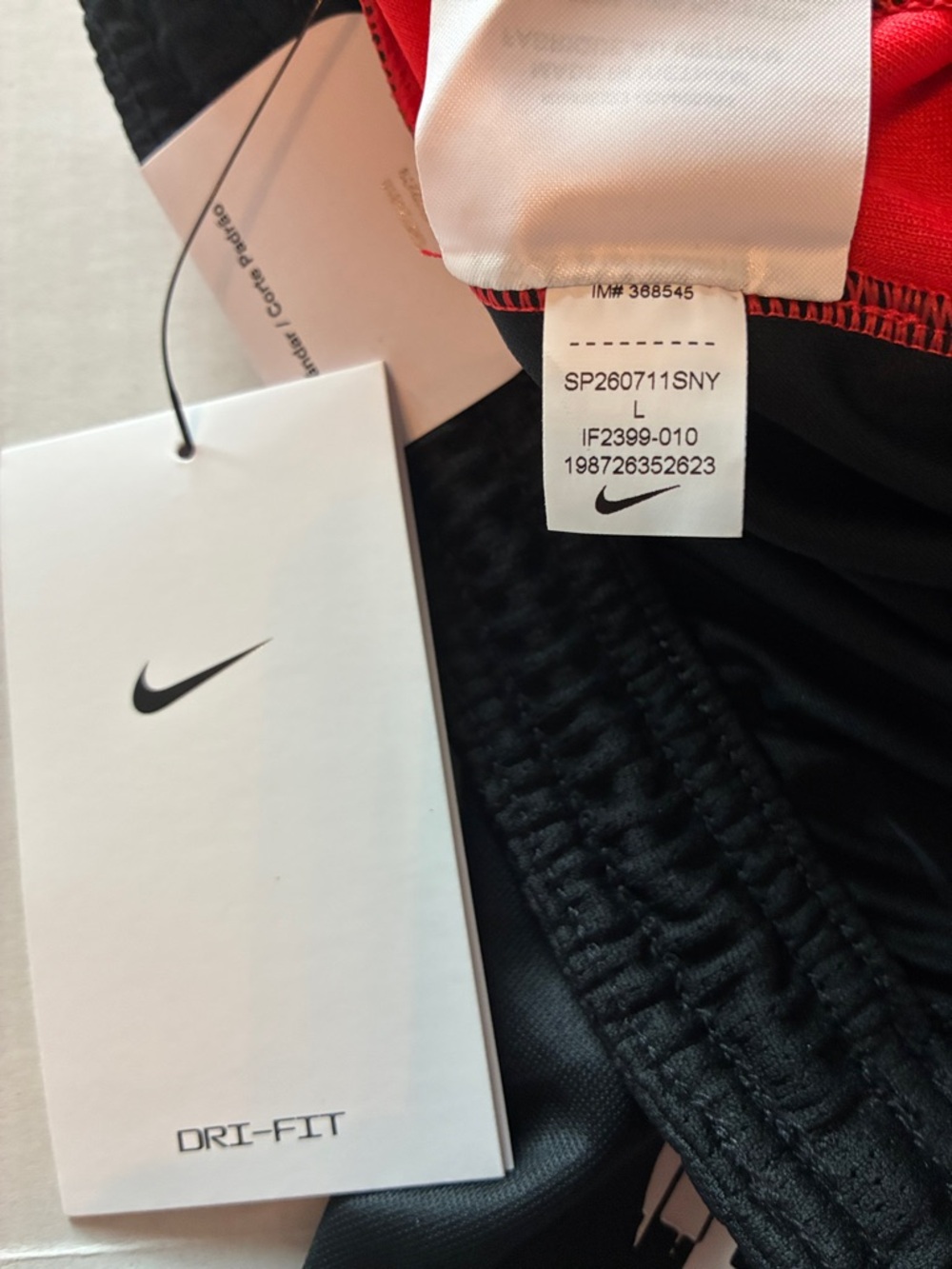 Boys Nike Black Shorts with Red Side Panels and White Swoosh - Picture 2 of 7